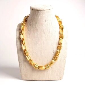Vintage Givenchy Gold Link Necklace Statement Chain Designer 80s